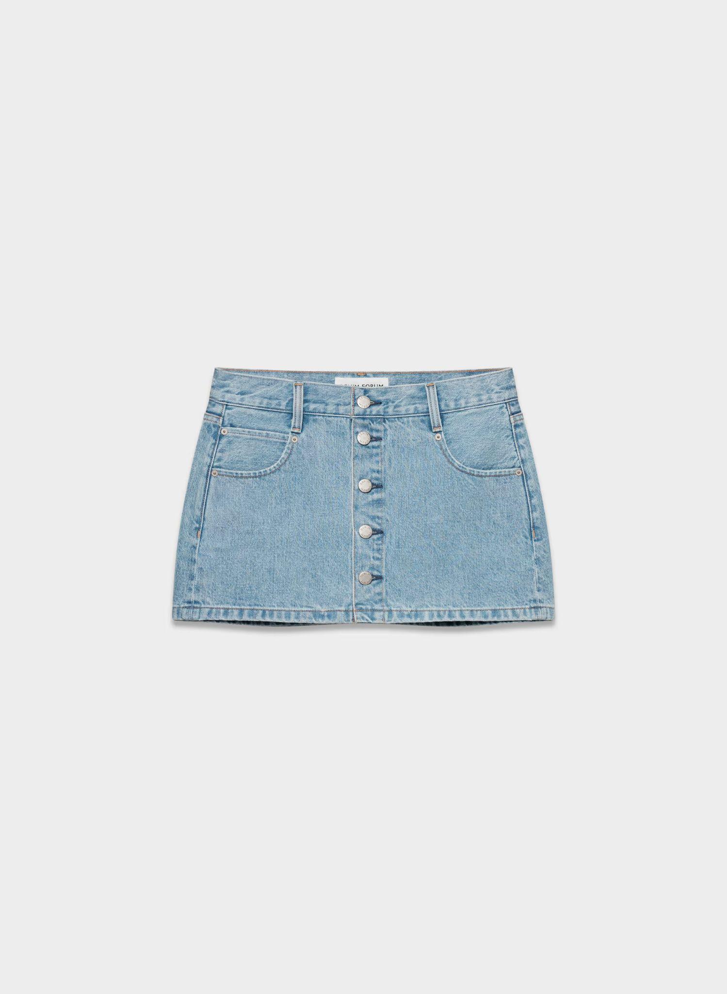Button-Front Denim Mini